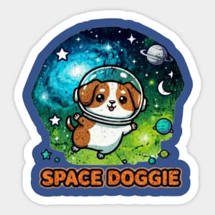 Space Doggie T-Shirt | Cute Dog Astronaut Galaxy Design | Comic Canine Adventure Sticker